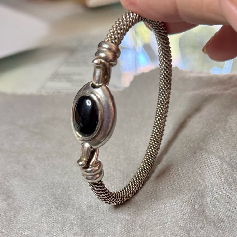 Sophisticated Joseph Esposito Silver Bracelet with Black Onyx Accent